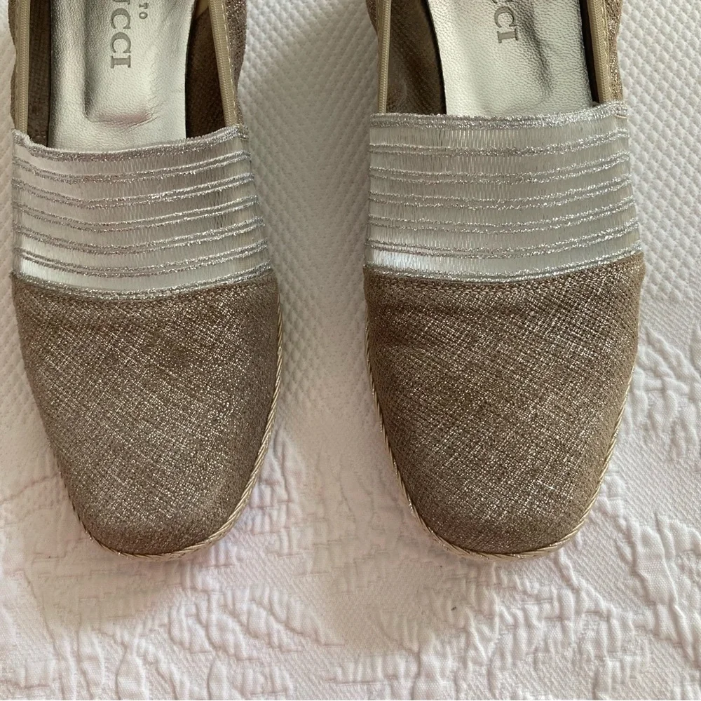 Sesto Meucci Malina slip on espadrille dressy wedge metallic size 7